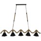 GloboStar® TYMEN 01190 Vintage Κρεμαστό Φωτιστικό Καμπάνα Πολύφωτο 5 x E27 IP20 Μαύρο Μέταλλο με Μπεζ Σχοινί - Μ150 x Π22 x Υ23cm