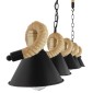 GloboStar® TYMEN 01190 Vintage Κρεμαστό Φωτιστικό Καμπάνα Πολύφωτο 5 x E27 IP20 Μαύρο Μέταλλο με Μπεζ Σχοινί - Μ150 x Π22 x Υ23cm