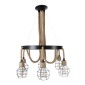 GloboStar® HELLET 01193 Vintage Κρεμαστό Φωτιστικό Πλέγμα Πολύφωτο 6 x E27 IP20 Μαύρο Μέταλλο, Πράσινο Πλαστικό με Μπεζ Σχοινί - Μ72 x Π72 x Υ80cm