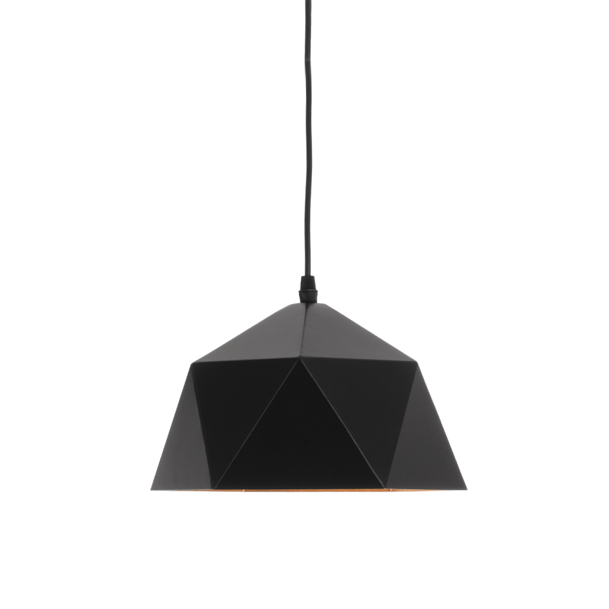GloboStar® HEXAGON 01194 Μοντέρνο Κρεμαστό Φωτιστικό Καμπάνα Μονόφωτο 1 x E27 IP20 Μαύρο & Χρυσό Μέταλλο - Μ25 x Π25 x Υ15cm