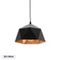 GloboStar® HEXAGON 01194 Μοντέρνο Κρεμαστό Φωτιστικό Καμπάνα Μονόφωτο 1 x E27 IP20 Μαύρο & Χρυσό Μέταλλο - Μ25 x Π25 x Υ15cm