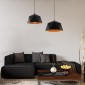GloboStar® HEXAGON 01195 Μοντέρνο Κρεμαστό Φωτιστικό Καμπάνα Μονόφωτο 1 x E27 IP20 Μαύρο & Χρυσό Μέταλλο - Μ46 x Π46 x Υ25cm