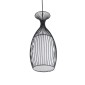 GloboStar® REA 01196 Μοντέρνο Κρεμαστό Φωτιστικό Πλέγμα Μονόφωτο 1 x E27 IP20 Μαύρο Μέταλλο με Λευκό Ύφασμα - Μ18 x Π18 x Υ43cm