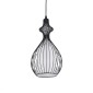 GloboStar® REA 01197 Μοντέρνο Κρεμαστό Φωτιστικό Πλέγμα Μονόφωτο 1 x E27 IP20 Μαύρο Μέταλλο με Λευκό Ύφασμα - Μ21 x Π21 x Υ40cm