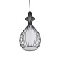 GloboStar® REA 01197 Μοντέρνο Κρεμαστό Φωτιστικό Πλέγμα Μονόφωτο 1 x E27 IP20 Μαύρο Μέταλλο με Λευκό Ύφασμα - Μ21 x Π21 x Υ40cm