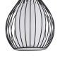 GloboStar® REA 01197 Μοντέρνο Κρεμαστό Φωτιστικό Πλέγμα Μονόφωτο 1 x E27 IP20 Μαύρο Μέταλλο με Λευκό Ύφασμα - Μ21 x Π21 x Υ40cm