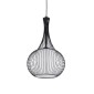 GloboStar® REA 01198 Μοντέρνο Κρεμαστό Φωτιστικό Πλέγμα Μονόφωτο 1 x E27 IP20 Μαύρο Μέταλλο με Λευκό Ύφασμα - Μ30 x Π30 x Υ50cm
