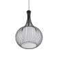 GloboStar® REA 01198 Μοντέρνο Κρεμαστό Φωτιστικό Πλέγμα Μονόφωτο 1 x E27 IP20 Μαύρο Μέταλλο με Λευκό Ύφασμα - Μ30 x Π30 x Υ50cm