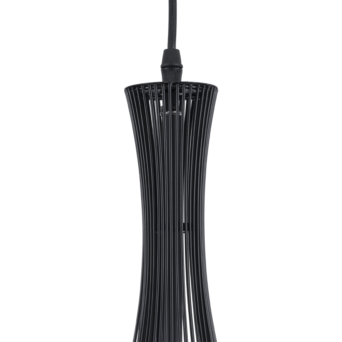 GloboStar® REA 01198 Μοντέρνο Κρεμαστό Φωτιστικό Πλέγμα Μονόφωτο 1 x E27 IP20 Μαύρο Μέταλλο με Λευκό Ύφασμα - Μ30 x Π30 x Υ50cm