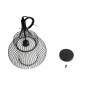 GloboStar® REA 01199 Μοντέρνο Κρεμαστό Φωτιστικό Πλέγμα Μονόφωτο 1 x E27 IP20 Μαύρο Μέταλλο με Λευκό Ύφασμα - Μ31 x Π31 x Υ42cm