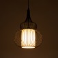 GloboStar® REA 01199 Μοντέρνο Κρεμαστό Φωτιστικό Πλέγμα Μονόφωτο 1 x E27 IP20 Μαύρο Μέταλλο με Λευκό Ύφασμα - Μ31 x Π31 x Υ42cm