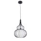GloboStar® REA 01199 Μοντέρνο Κρεμαστό Φωτιστικό Πλέγμα Μονόφωτο 1 x E27 IP20 Μαύρο Μέταλλο με Λευκό Ύφασμα - Μ31 x Π31 x Υ42cm