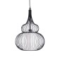 GloboStar® REA 01199 Μοντέρνο Κρεμαστό Φωτιστικό Πλέγμα Μονόφωτο 1 x E27 IP20 Μαύρο Μέταλλο με Λευκό Ύφασμα - Μ31 x Π31 x Υ42cm