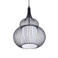 GloboStar® REA 01199 Μοντέρνο Κρεμαστό Φωτιστικό Πλέγμα Μονόφωτο 1 x E27 IP20 Μαύρο Μέταλλο με Λευκό Ύφασμα - Μ31 x Π31 x Υ42cm