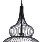 GloboStar® REA 01199 Μοντέρνο Κρεμαστό Φωτιστικό Πλέγμα Μονόφωτο 1 x E27 IP20 Μαύρο Μέταλλο με Λευκό Ύφασμα - Μ31 x Π31 x Υ42cm