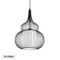 GloboStar® REA 01199 Μοντέρνο Κρεμαστό Φωτιστικό Πλέγμα Μονόφωτο 1 x E27 IP20 Μαύρο Μέταλλο με Λευκό Ύφασμα - Μ31 x Π31 x Υ42cm