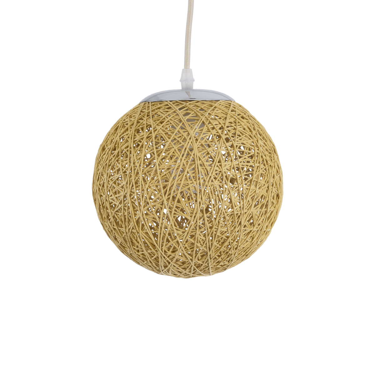GloboStar® OCEANA 01200 Vintage Κρεμαστό Φωτιστικό Μπάλα Μονόφωτο 1 x E27 IP20 Μπεζ Σχοινί - Μ20 x Π20 x Υ20cm