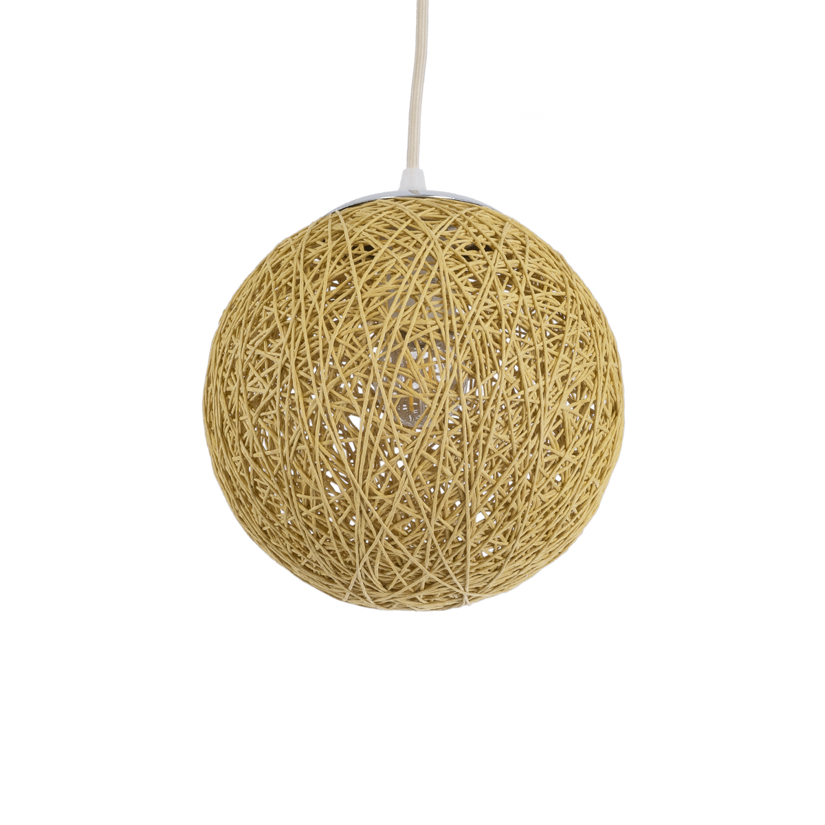 GloboStar® OCEANA 01200 Vintage Κρεμαστό Φωτιστικό Μπάλα Μονόφωτο 1 x E27 IP20 Μπεζ Σχοινί - Μ20 x Π20 x Υ20cm