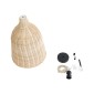 GloboStar® BAHAMAS 01202 Boho Κρεμαστό Φωτιστικό Καμπάνα Μονόφωτο 1 x E27 IP20 Μπεζ Ξύλο - Μ30 x Π30 x Υ40cm