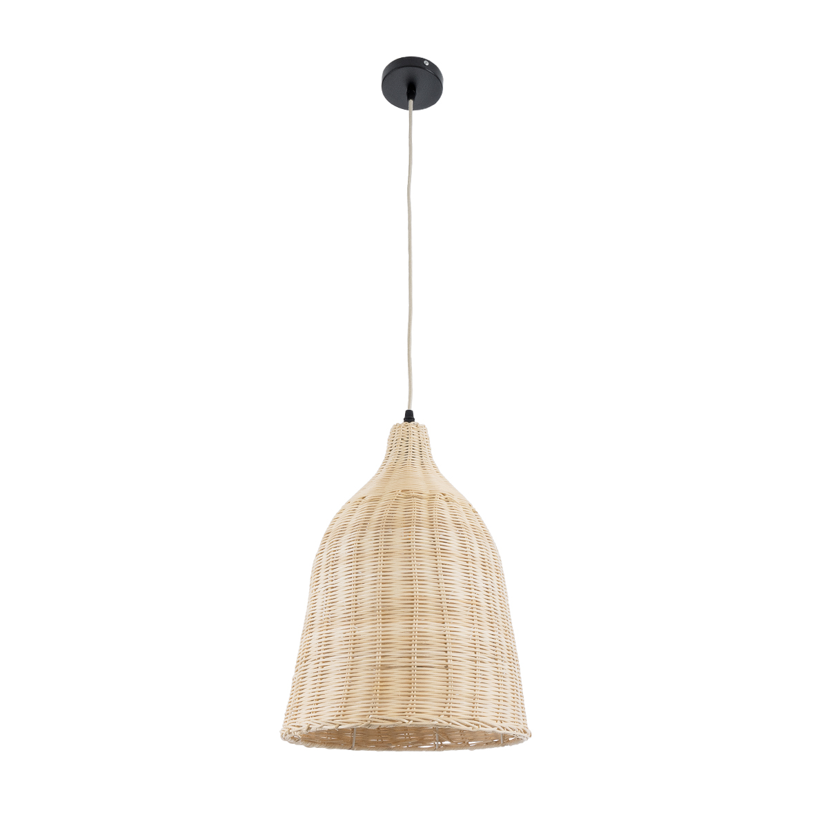 GloboStar® BAHAMAS 01202 Boho Κρεμαστό Φωτιστικό Καμπάνα Μονόφωτο 1 x E27 IP20 Μπεζ Ξύλο - Μ30 x Π30 x Υ40cm