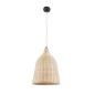 GloboStar® BAHAMAS 01202 Boho Κρεμαστό Φωτιστικό Καμπάνα Μονόφωτο 1 x E27 IP20 Μπεζ Ξύλο - Μ30 x Π30 x Υ40cm