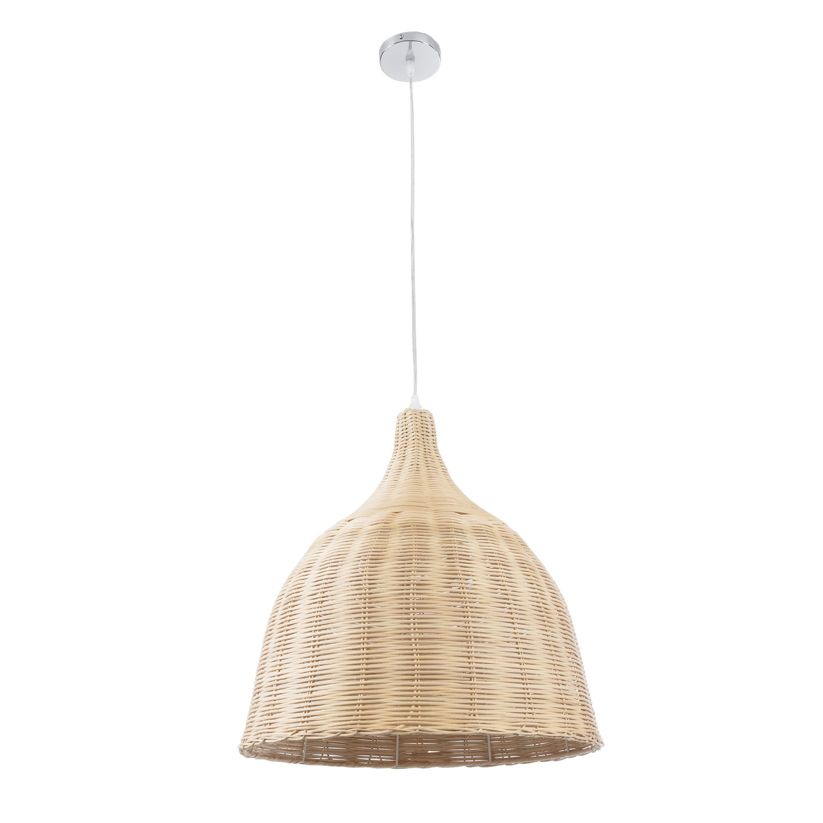 GloboStar® BAHAMAS 01203 Boho Κρεμαστό Φωτιστικό Καμπάνα Μονόφωτο 1 x E27 IP20 Μπεζ Ξύλο - Μ45 x Π45 x Υ47cm