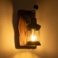 GloboStar® BRASRA 01204 Vintage Επιτοίχιο Φωτιστικό Απλίκα Μονόφωτο 1 x E27 IP20 Καφέ Ξύλο, Μαύρο Μέταλλο με Διάφανο Γυαλί - Μ15 x Π20 x Υ30cm