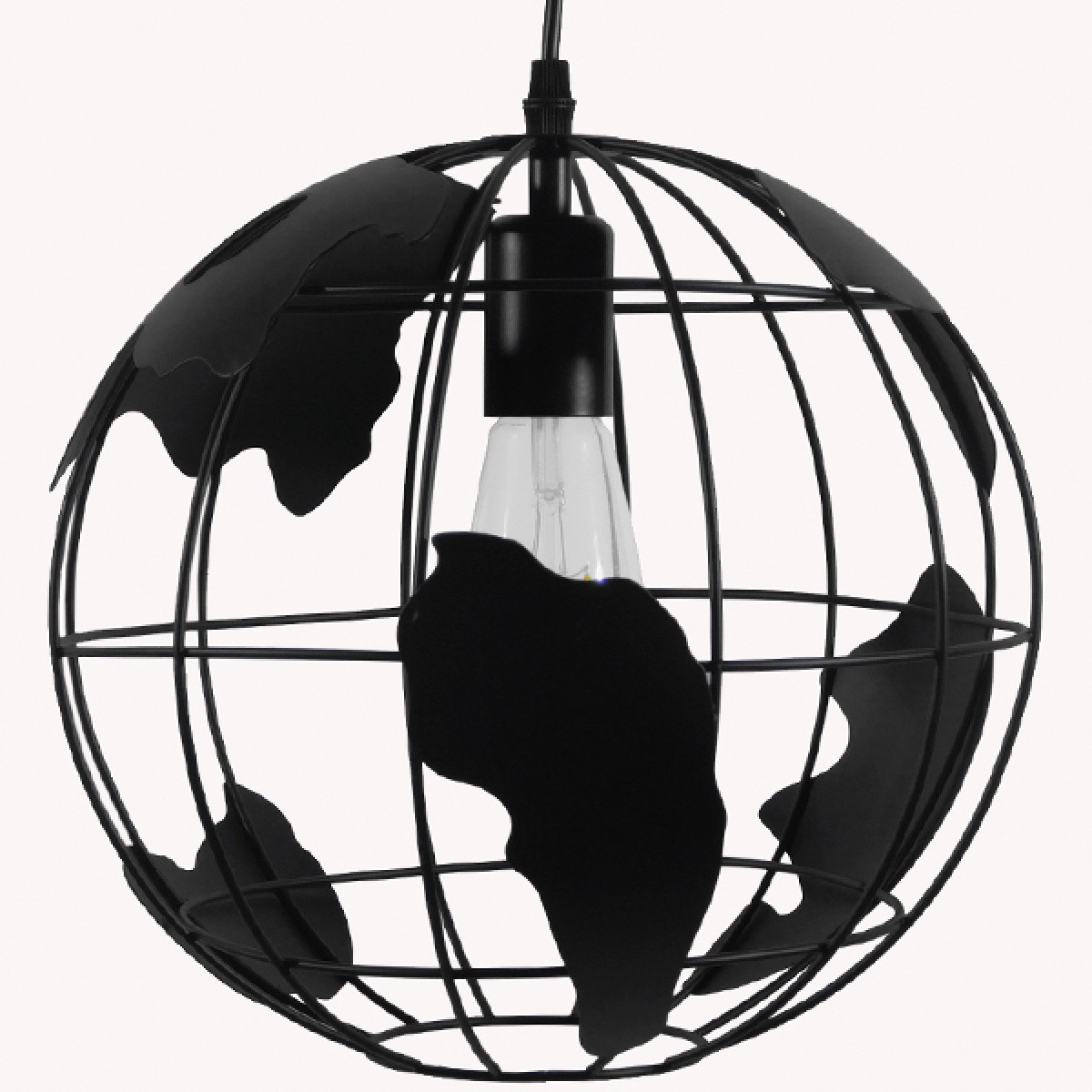 GloboStar® EARTH 01205 Vintage Κρεμαστό Φωτιστικό Φιγούρα Μονόφωτο 1 x E27 IP20 Μαύρο Μέταλλο - Μ30 x Π30 x Υ30cm