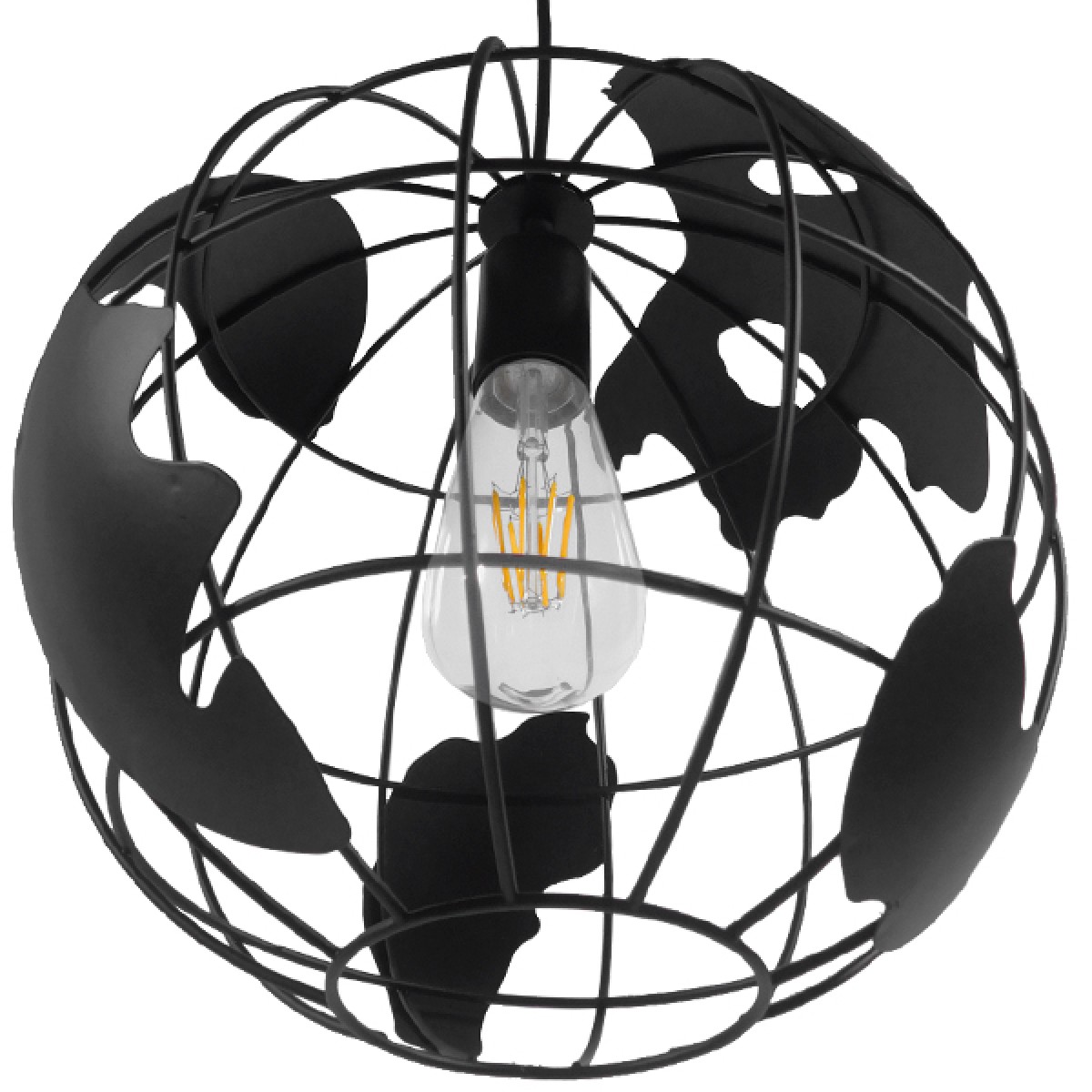 GloboStar® EARTH 01205 Vintage Κρεμαστό Φωτιστικό Φιγούρα Μονόφωτο 1 x E27 IP20 Μαύρο Μέταλλο - Μ30 x Π30 x Υ30cm