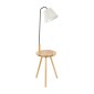 GloboStar® TIFFANY 01206 Μοντέρνο Επιδαπέδιο Φωτιστικό Μονόφωτο 1 x E27 IP20 Μπεζ Ξύλο, Λευκό Ύφασμα με Μαύρο Μέταλλο - Μ28 x Π28 x Υ140cm