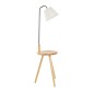 GloboStar® TIFFANY 01206 Μοντέρνο Επιδαπέδιο Φωτιστικό Μονόφωτο 1 x E27 IP20 Μπεζ Ξύλο, Λευκό Ύφασμα με Μαύρο Μέταλλο - Μ28 x Π28 x Υ140cm