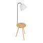 GloboStar® TIFFANY 01206 Μοντέρνο Επιδαπέδιο Φωτιστικό Μονόφωτο 1 x E27 IP20 Μπεζ Ξύλο, Λευκό Ύφασμα με Μαύρο Μέταλλο - Μ28 x Π28 x Υ140cm