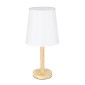 GloboStar® NAPHIE 01208 Κλασικό Επιτραπέζιο Φωτιστικό Πορτατίφ Μονόφωτο 1 x E27 Ξύλινο με Λευκό Καπέλο Φ21 x Υ42cm