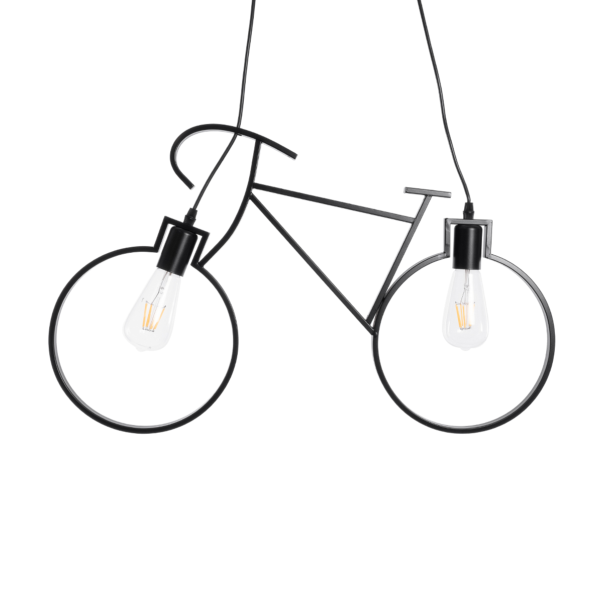 GloboStar® BIKE 01213 Vintage Κρεμαστό Φωτιστικό Φιγούρα Δίφωτο 2 x E27 IP20 Μαύρο Μέταλλο - Μ67 x Π3.5 x Υ41cm