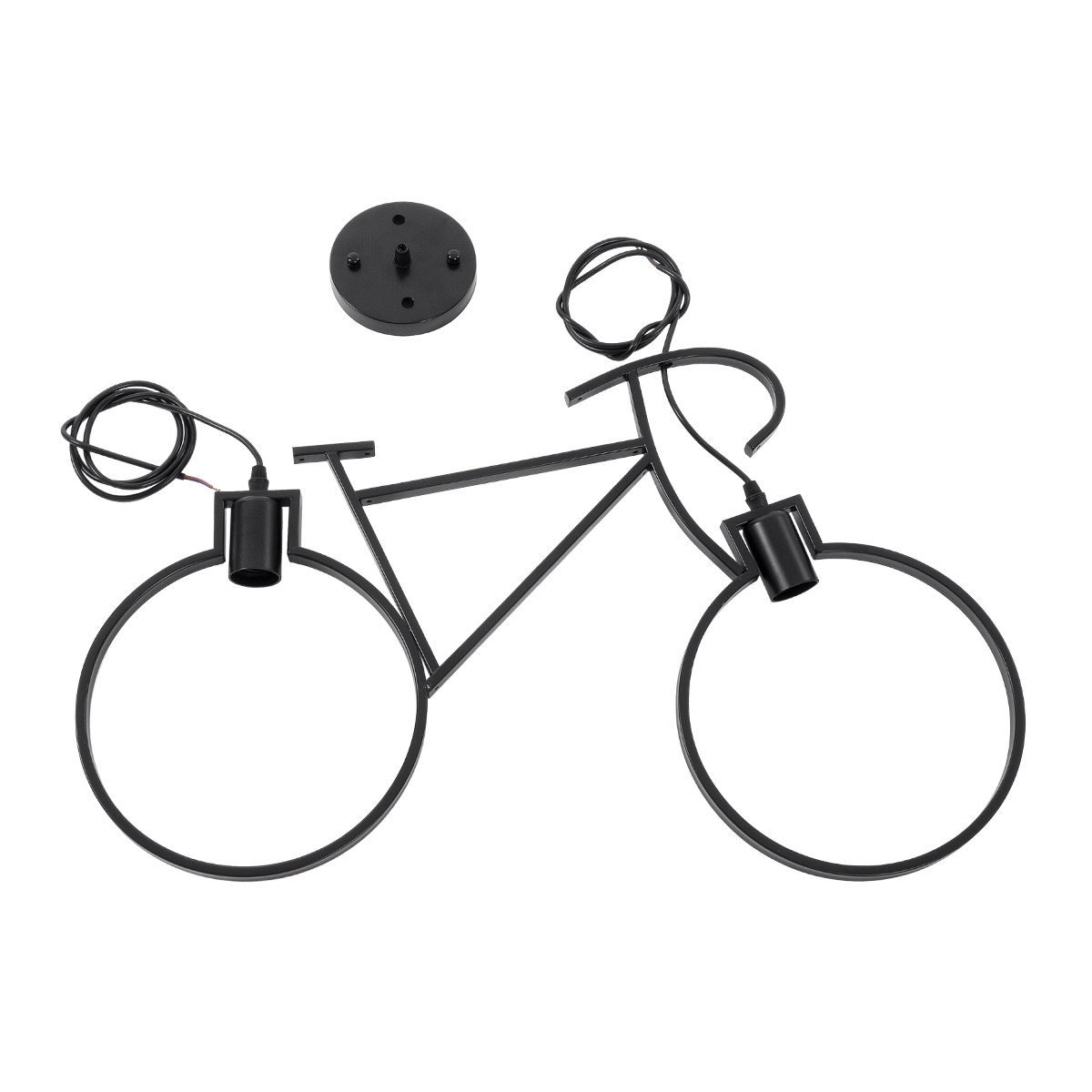 GloboStar® BIKE 01213 Vintage Κρεμαστό Φωτιστικό Φιγούρα Δίφωτο 2 x E27 IP20 Μαύρο Μέταλλο - Μ67 x Π3.5 x Υ41cm