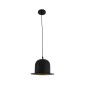 GloboStar® CHARLO 01214 Vintage Κρεμαστό Φωτιστικό Καμπάνα Μονόφωτο 1 x E27 IP20 Μαύρο & Χρυσό Μέταλλο - Μ26 x Π26 x Υ16cm