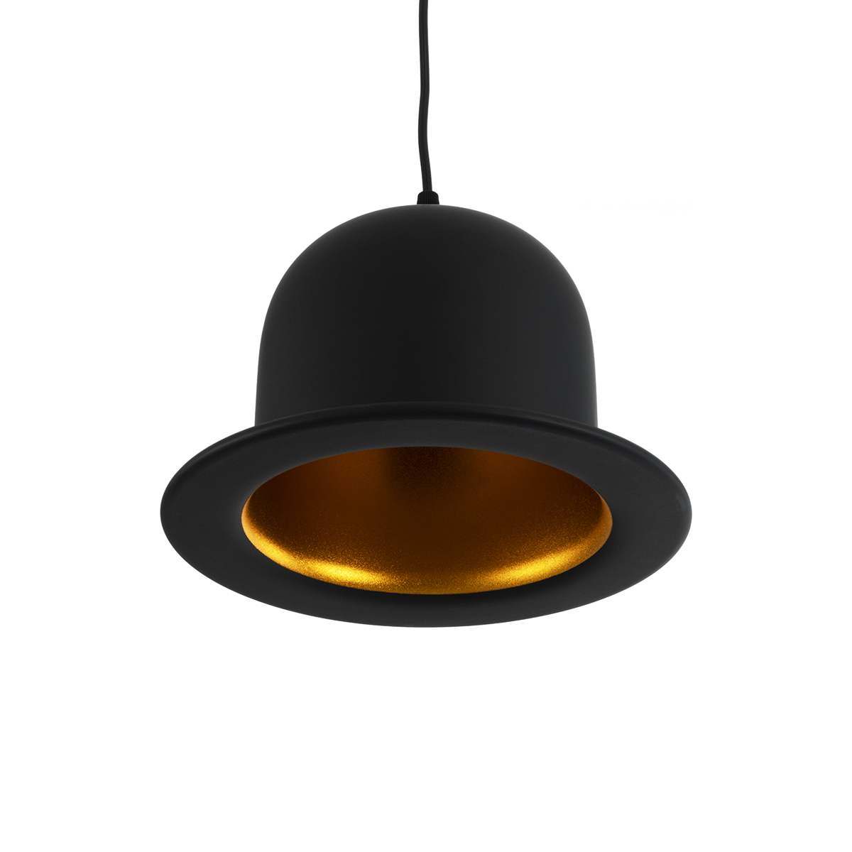 GloboStar® CHARLO 01214 Vintage Κρεμαστό Φωτιστικό Καμπάνα Μονόφωτο 1 x E27 IP20 Μαύρο & Χρυσό Μέταλλο - Μ26 x Π26 x Υ16cm