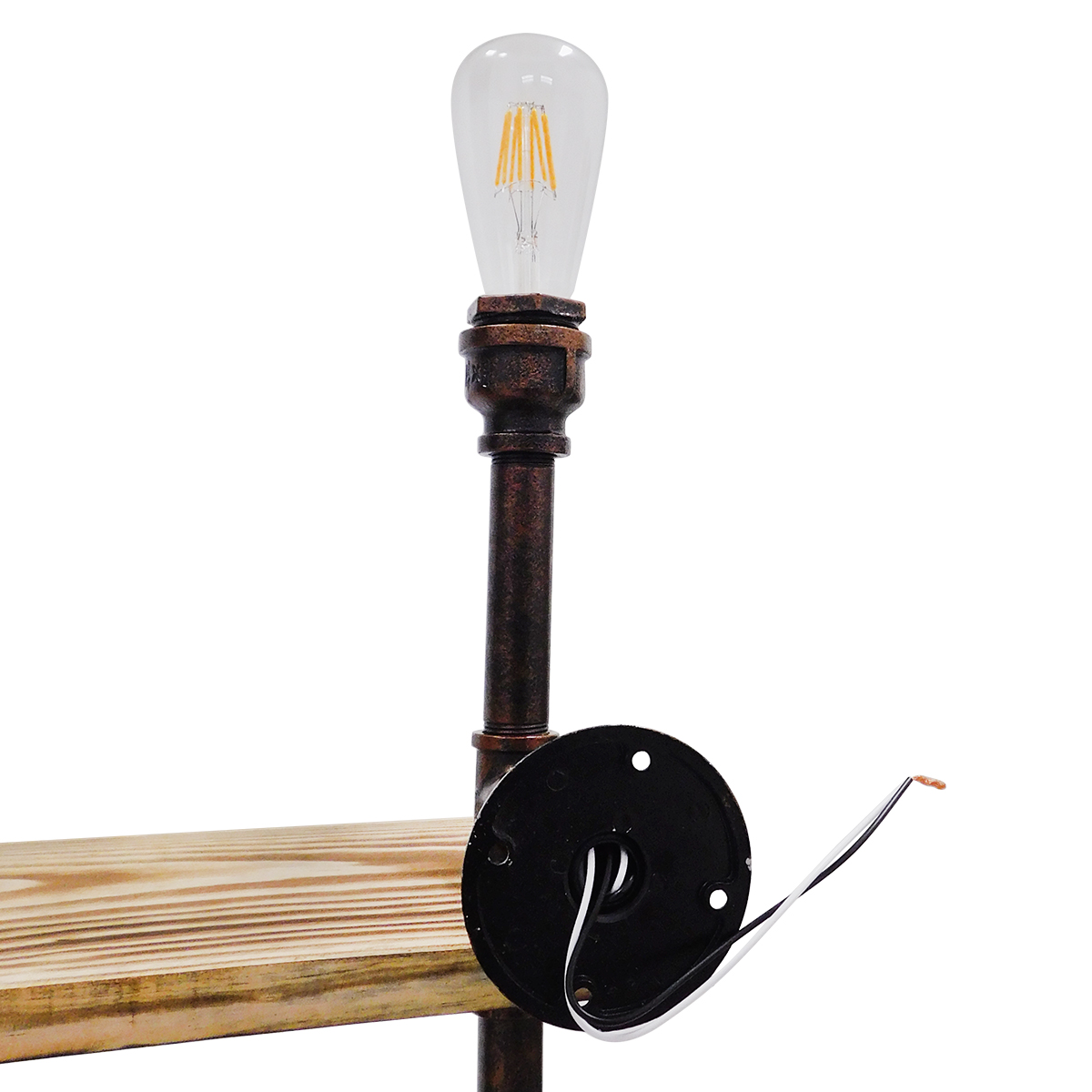 GloboStar® ENIMAS 01217 Vintage Επιτοίχιο Φωτιστικό Απλίκα Δίφωτο 2 x E27 IP20 Χάλκινο Μέταλλο με Μπεζ Ξύλο - Μ65 x Π23 x Υ76cm