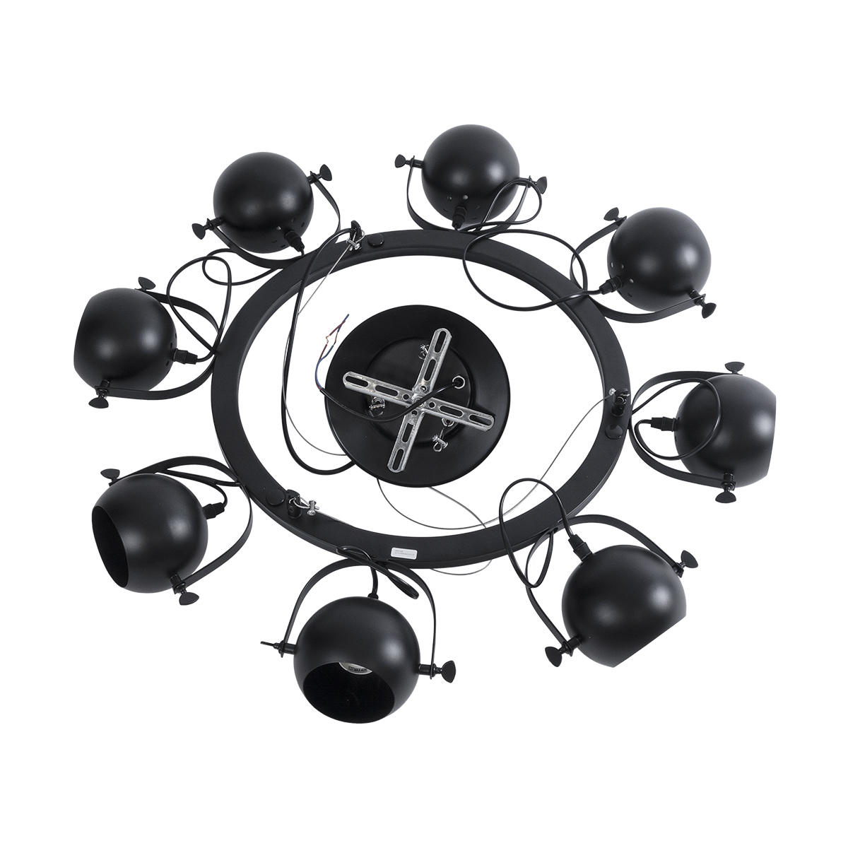 GloboStar® LINNYA 01219 Μοντέρνο Κρεμαστό Φωτιστικό Ανάρτηση Πολύφωτο 8 x E27 IP20 Μαύρο Μέταλλο - Μ78 x Π78 x Υ10cm