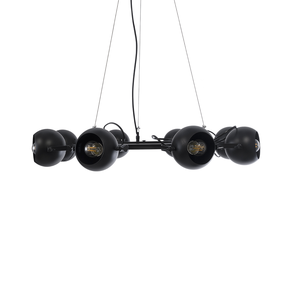 GloboStar® LINNYA 01219 Μοντέρνο Κρεμαστό Φωτιστικό Ανάρτηση Πολύφωτο 8 x E27 IP20 Μαύρο Μέταλλο - Μ78 x Π78 x Υ10cm