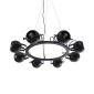 GloboStar® LINNYA 01219 Μοντέρνο Κρεμαστό Φωτιστικό Ανάρτηση Πολύφωτο 8 x E27 IP20 Μαύρο Μέταλλο - Μ78 x Π78 x Υ10cm