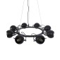 GloboStar® LINNYA 01219 Μοντέρνο Κρεμαστό Φωτιστικό Ανάρτηση Πολύφωτο 8 x E27 IP20 Μαύρο Μέταλλο - Μ78 x Π78 x Υ10cm