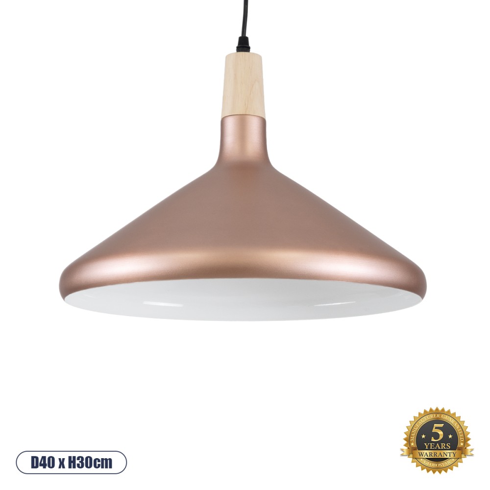 GLOBOSTAR® FERCLA 01223 Μοντέρνο Κρεμαστό Φωτιστικό Οροφής με Ντουί 1 x E27 AC 220-240V IP20 - Χάλκινο & Λευκό - Μ40 x Π40 x Υ30cm