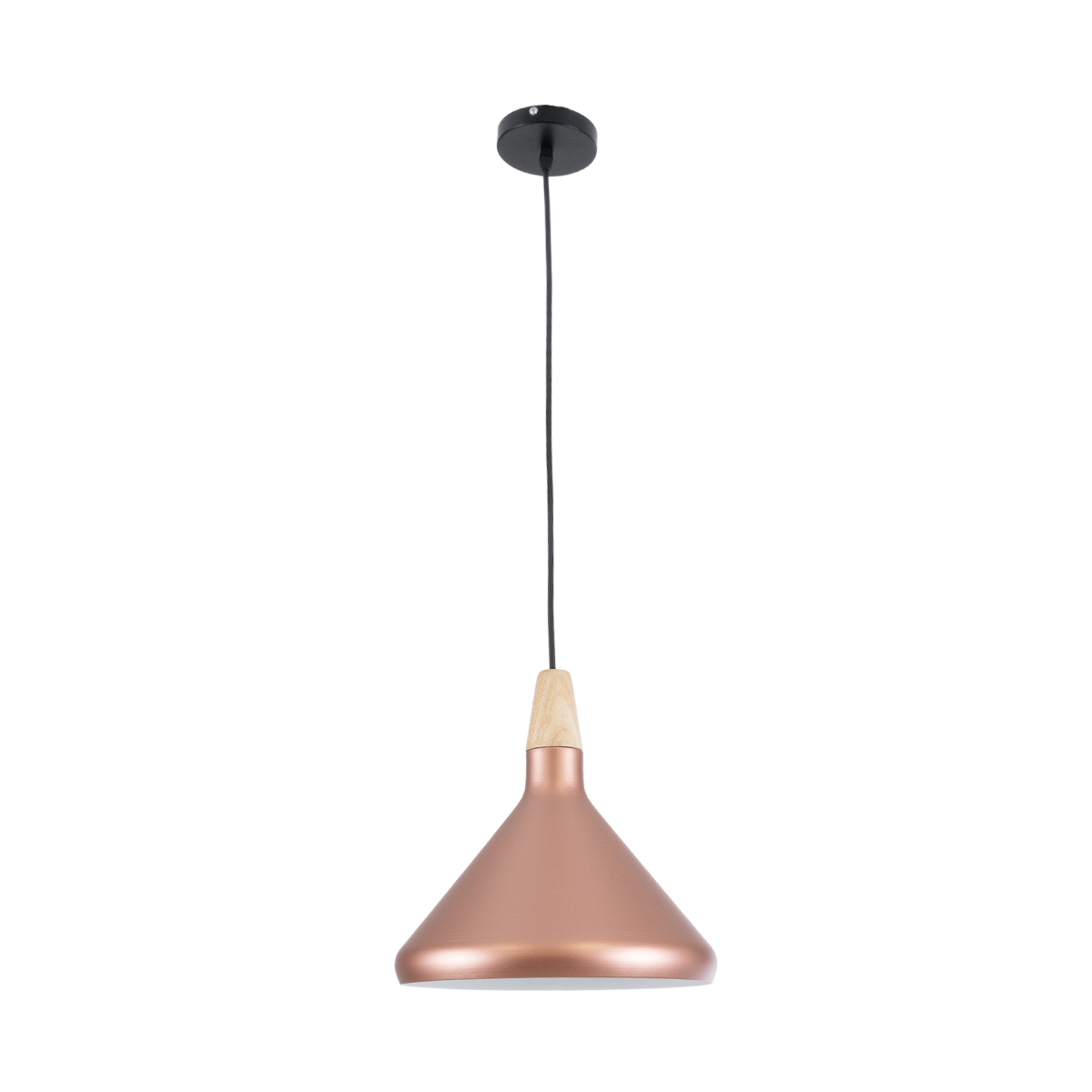 GloboStar® FERCLA 01224 Μοντέρνο Κρεμαστό Φωτιστικό Καμπάνα Μονόφωτο 1 x E27 IP20 Χάλκινο & Λευκό Μέταλλο - Μ27 x Π27 x Υ25cm