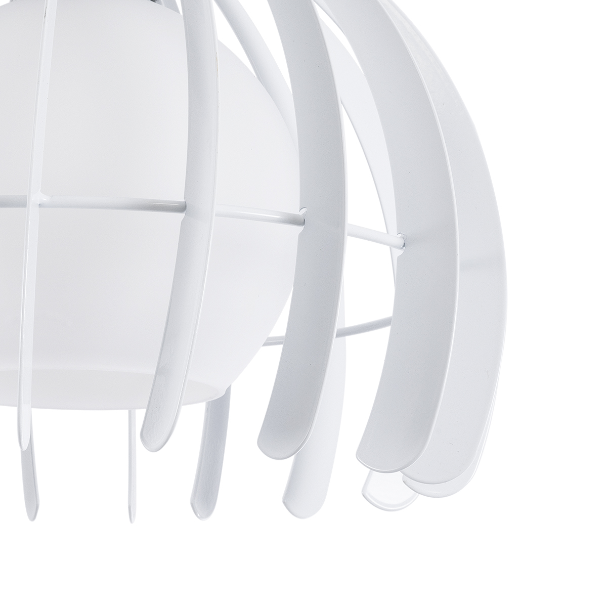 GloboStar® INGLEY 01225 Μοντέρνο Κρεμαστό Φωτιστικό Πλέγμα Μονόφωτο 1 x E27 IP20 Λευκό Μέταλλο με Λευκό Γυαλί - Μ26 x Π26 x Υ21cm