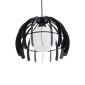 GloboStar® INGLEY 01226 Μοντέρνο Κρεμαστό Φωτιστικό Πλέγμα Μονόφωτο 1 x E27 IP20 Μαύρο Μέταλλο με Λευκό Γυαλί - Μ26 x Π26 x Υ21cm