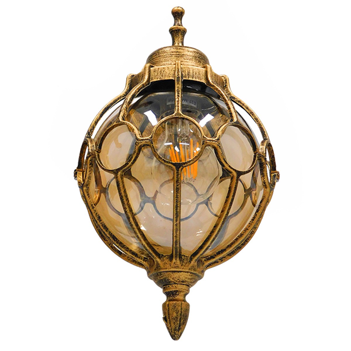 GloboStar® ETOILE 01227 Vintage Επιτοίχιο Φωτιστικό Απλίκα Μονόφωτο 1 x E27 IP20 Καφέ & Χρυσό Μέταλλο με Μελί Γυαλί - Φ18 x Υ27cm