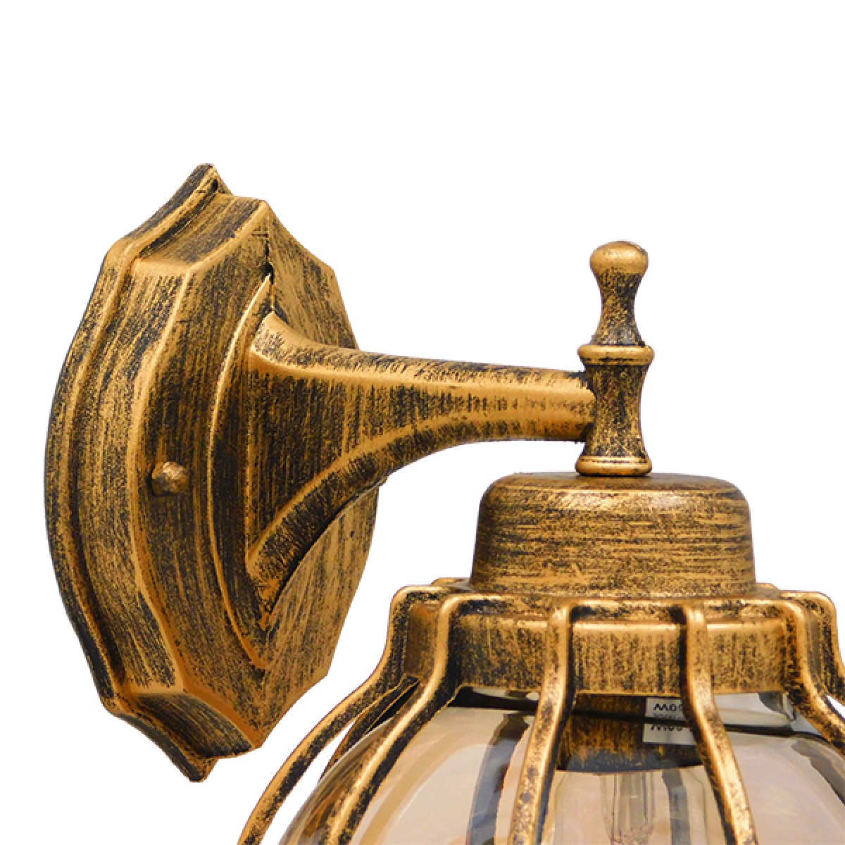 GloboStar® ETOILE 01227 Vintage Επιτοίχιο Φωτιστικό Απλίκα Μονόφωτο 1 x E27 IP20 Καφέ & Χρυσό Μέταλλο με Μελί Γυαλί - Φ18 x Υ27cm