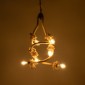 GloboStar® HAMTINE 01229 Vintage Κρεμαστό Φωτιστικό Ανάρτηση Πολύφωτο 6 x E27 IP20 Μαύρο Μέταλλο με Μπεζ Σχοινί - Μ40 x Π40 x Υ92cm