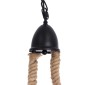 GloboStar® HAMTINE 01229 Vintage Κρεμαστό Φωτιστικό Ανάρτηση Πολύφωτο 6 x E27 IP20 Μαύρο Μέταλλο με Μπεζ Σχοινί - Μ40 x Π40 x Υ92cm